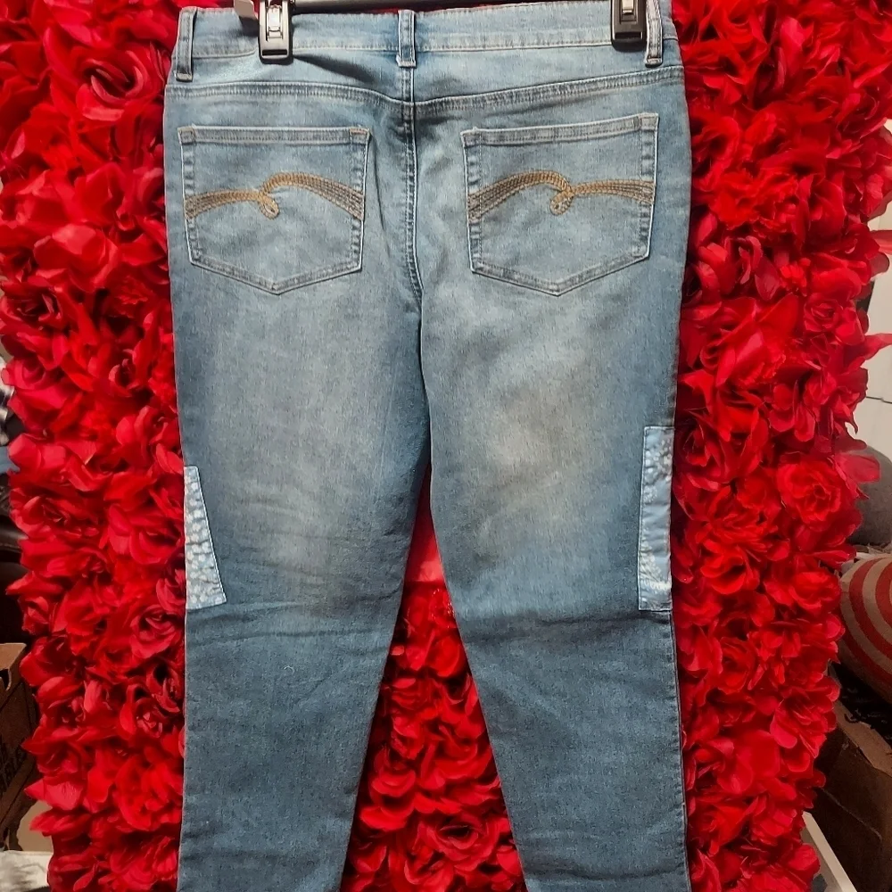 Justice NWT Girls Size 14 1/2 Jeans with Patcwork Detail